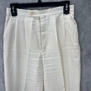 Tailorflex VTG Pleated High 27 Waist Trousers Cream Tapered Leg Old Money Preppy